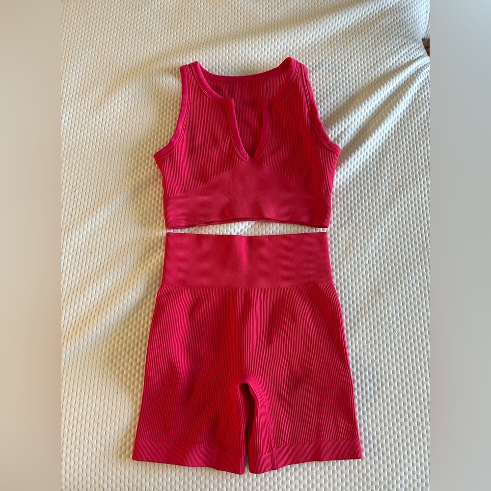 Pink Ribbed Two-Piece Set - Picture 2 of 11